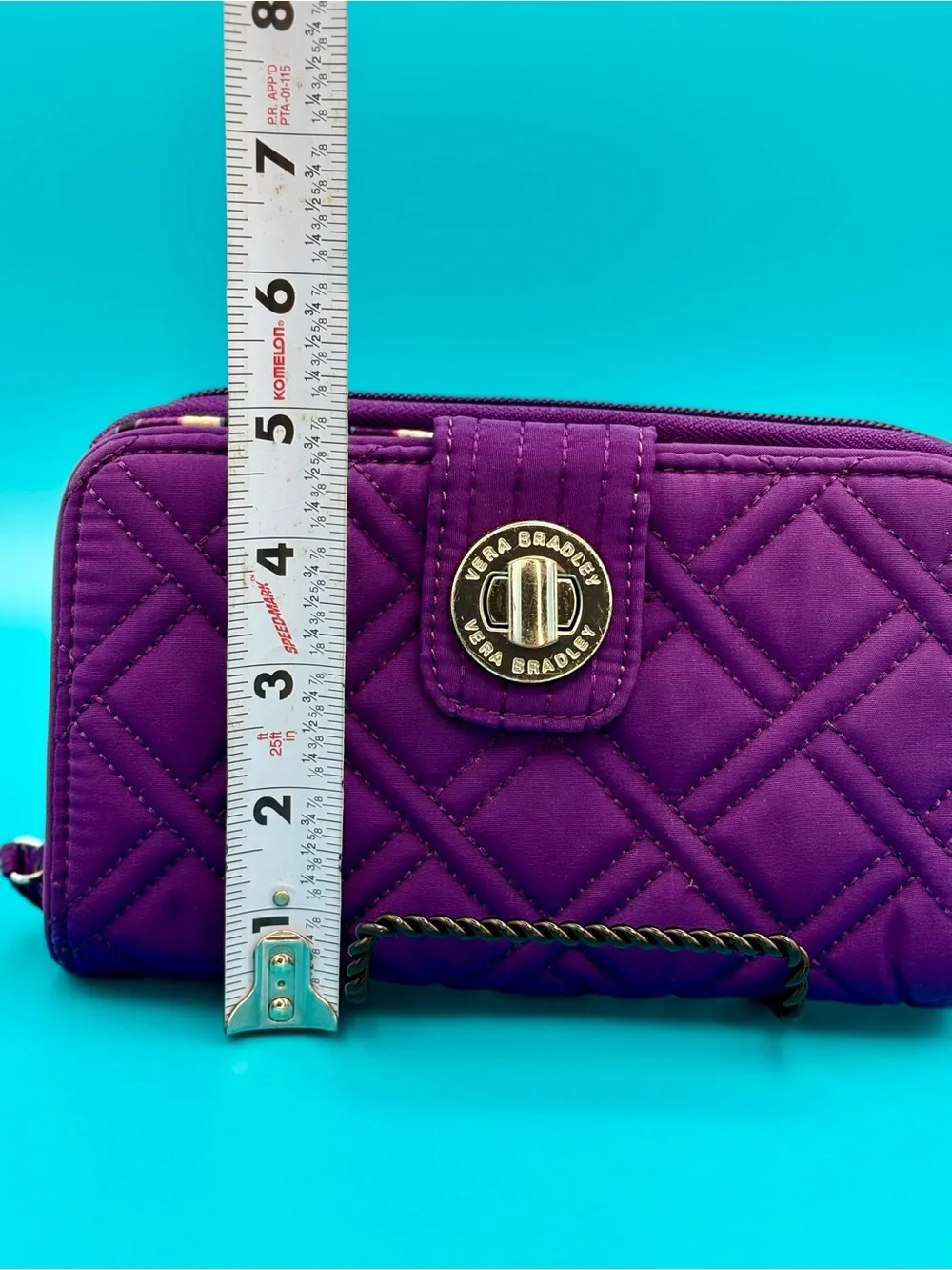 Vera Bradley Quilted Purple Zip Wallet with Turn-Lock Detail